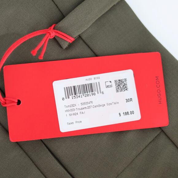 Hugo Boss Men's Khaki Solid Wool Blend Tom Modern-Fit Dress Pants Size 30R - Picture 7 of 8